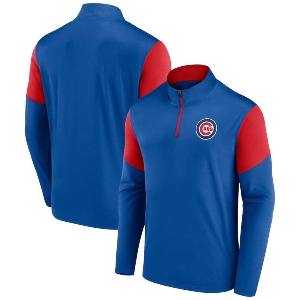 {Fanatics} Men's Fanatics Royal/Red Chicago Cubs Primary Logo Quarter-Zip Top